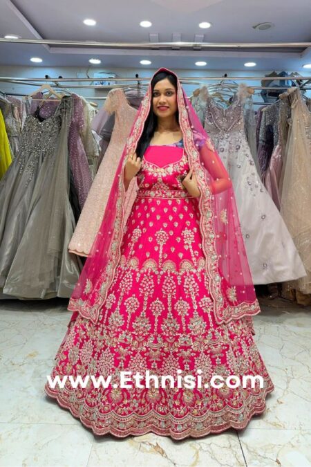 Royal Pink Zardozi Work Lehenga Choli