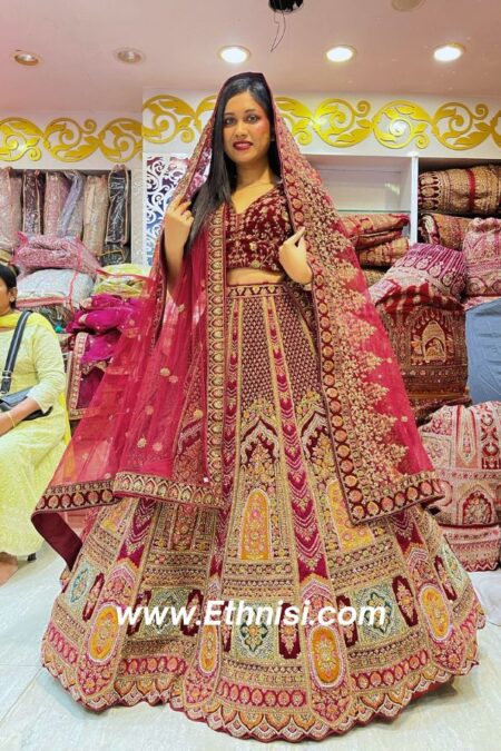 Maroon Base Beautiful Bridal Lehenga Choli