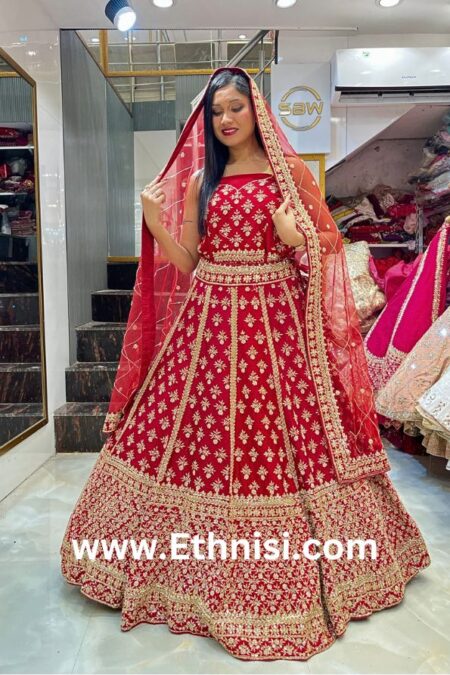 Red Handwork Bridal Lehenga Choli