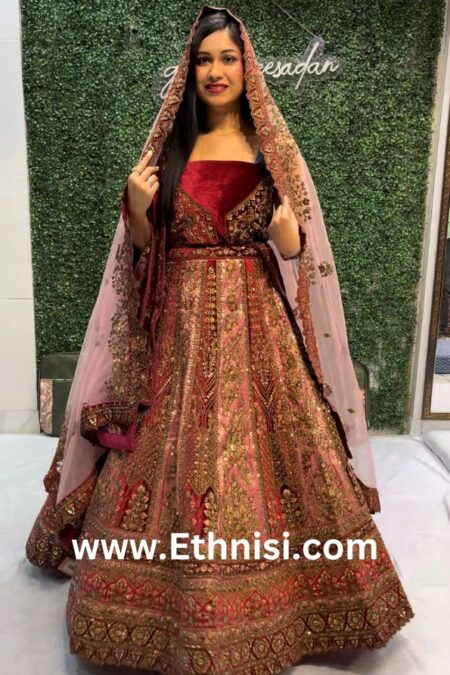 Beautiful Red and Light Pink Bridal Lehenga Choli