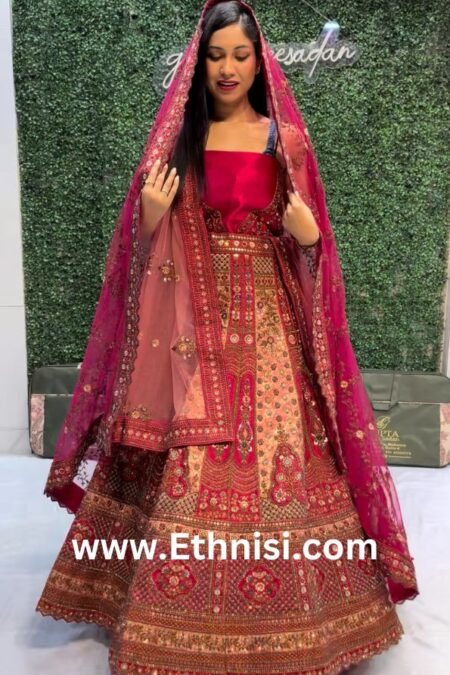 Beautiful Red and Light Pink Bridal Lehenga Choli