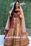 Maroon and Light Pink Bridal Lehenga Choli