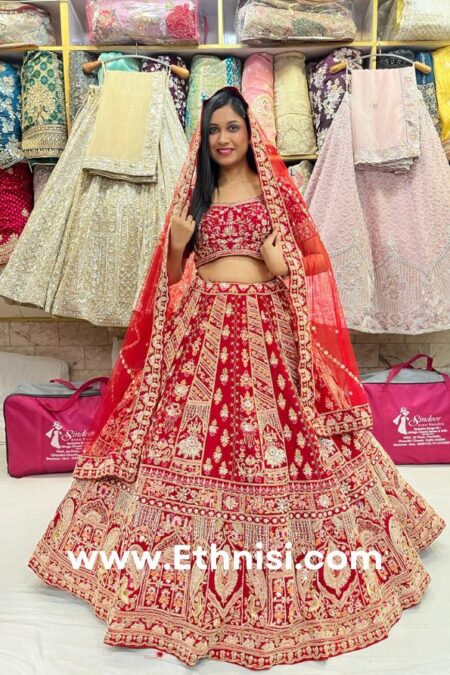 Rich Red Heavy Handwork Bridal Lehenga Choli