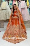 Orange Off Beat Handwork Bridal Lehenga Choli