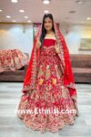 Red Figure Pattern Work Bridal Lehenga Choli