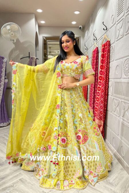 Vibrant Green Designer Concept Lehenga Choli