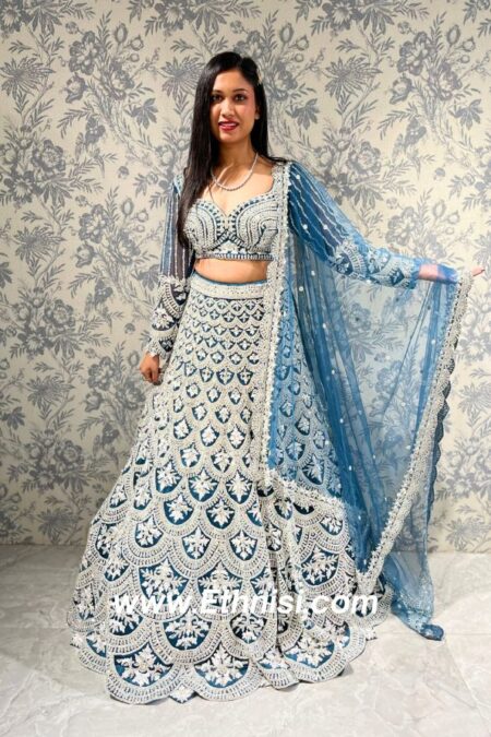 Blue Designer Handwork Lehenga Choli