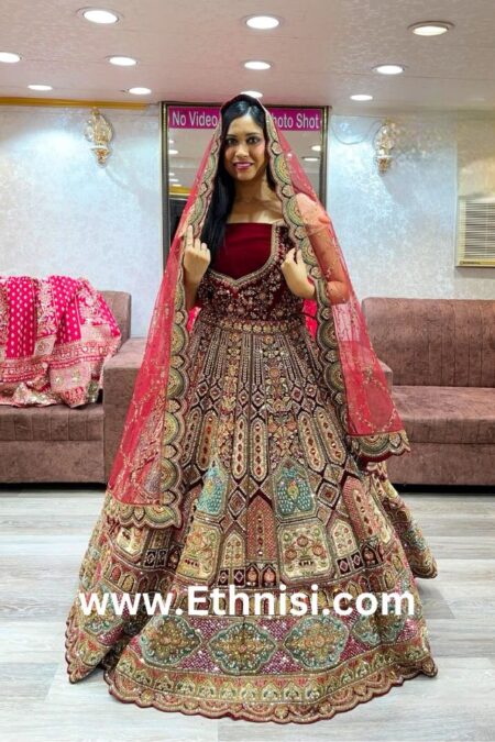 Maroon Multicolor Bridal Lehenga Choli