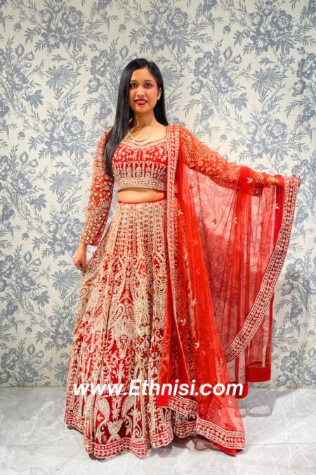 Red Designer Handwork Lehenga Choli