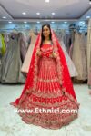 Red Bridal Lehenga Having Golden Handwork