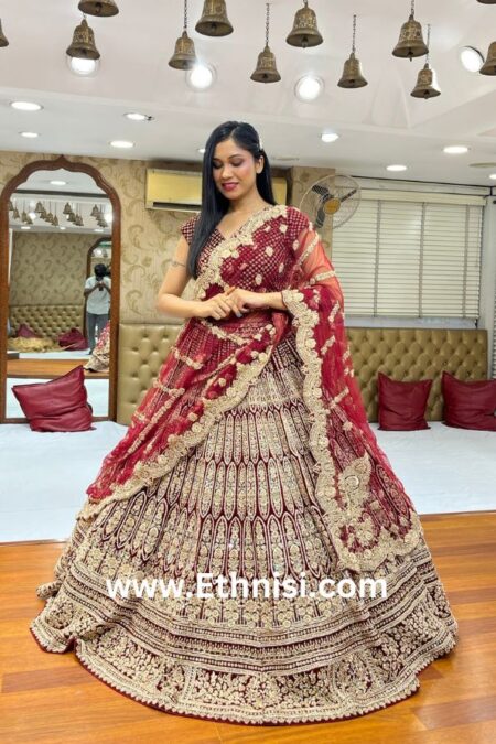 Maroon Designer Handwork Lehenga Choli