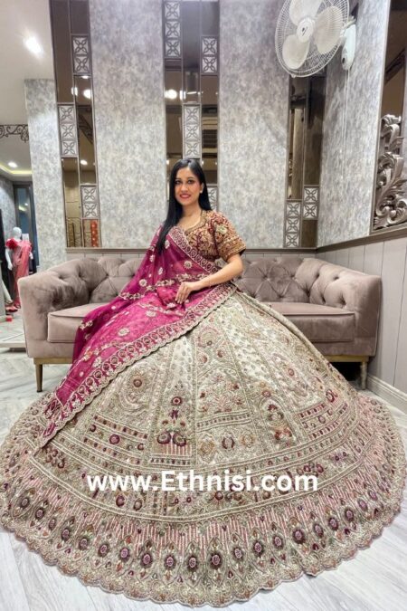 Dreamy Handwork Lehenga Choli with Contrast Dupatta